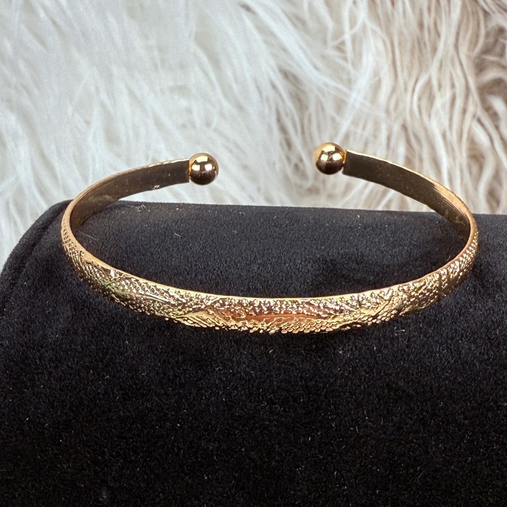 Goldtone Textured Stackable Cuff Bracelet - image 6